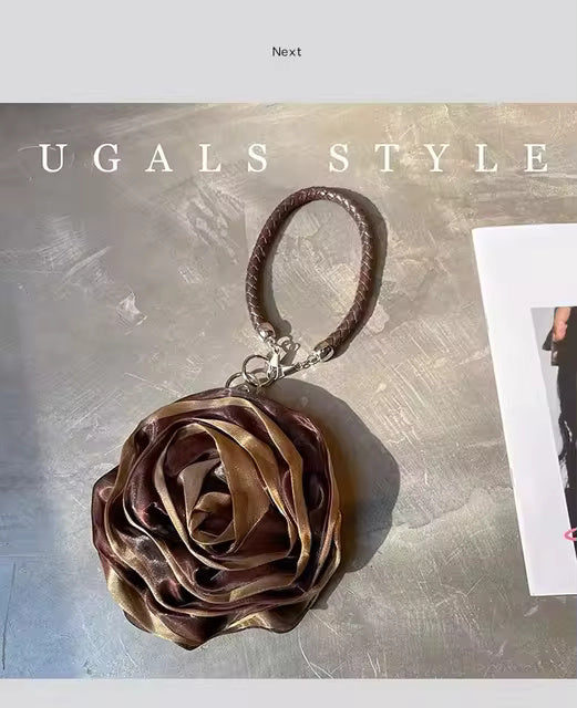 Silk Satin Rose Flower Clutch Purse Mssza
