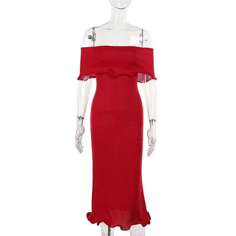 Ruffled Backless Midi Party Dress Mssaz Desses