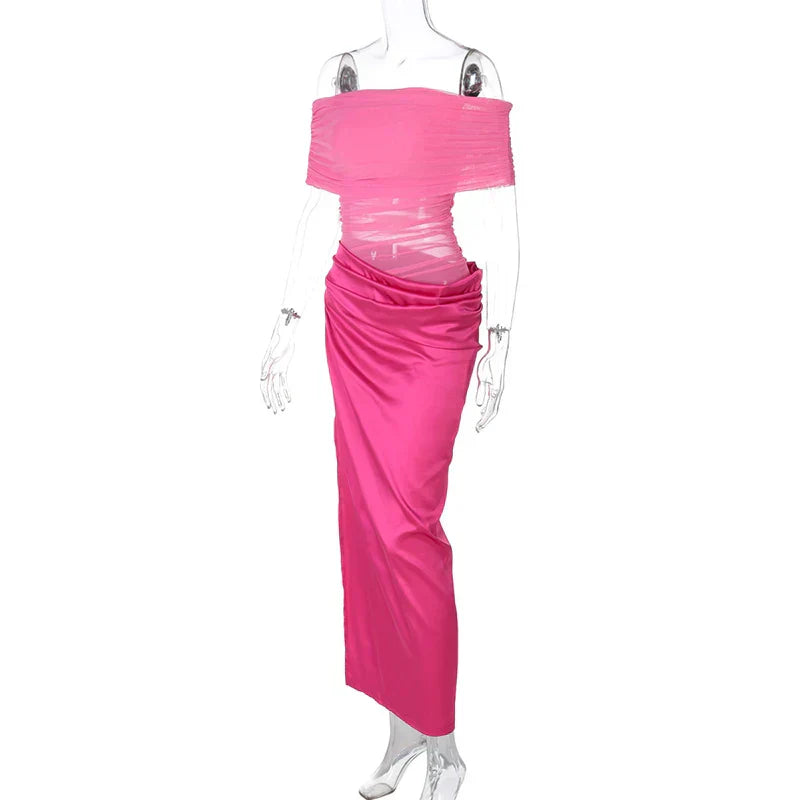Off-the-Shoulder Strapless Backless Maxi Dress Mssaz Desses