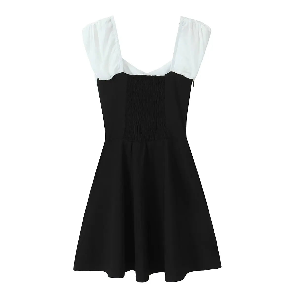 Contrast Slash Shoulder Elastic Back Mini Dress Mssaz Desses