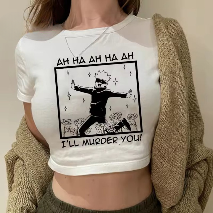 Stylish Jujutsu Kaisen Gojo Satoru Cropped Tee Mssza