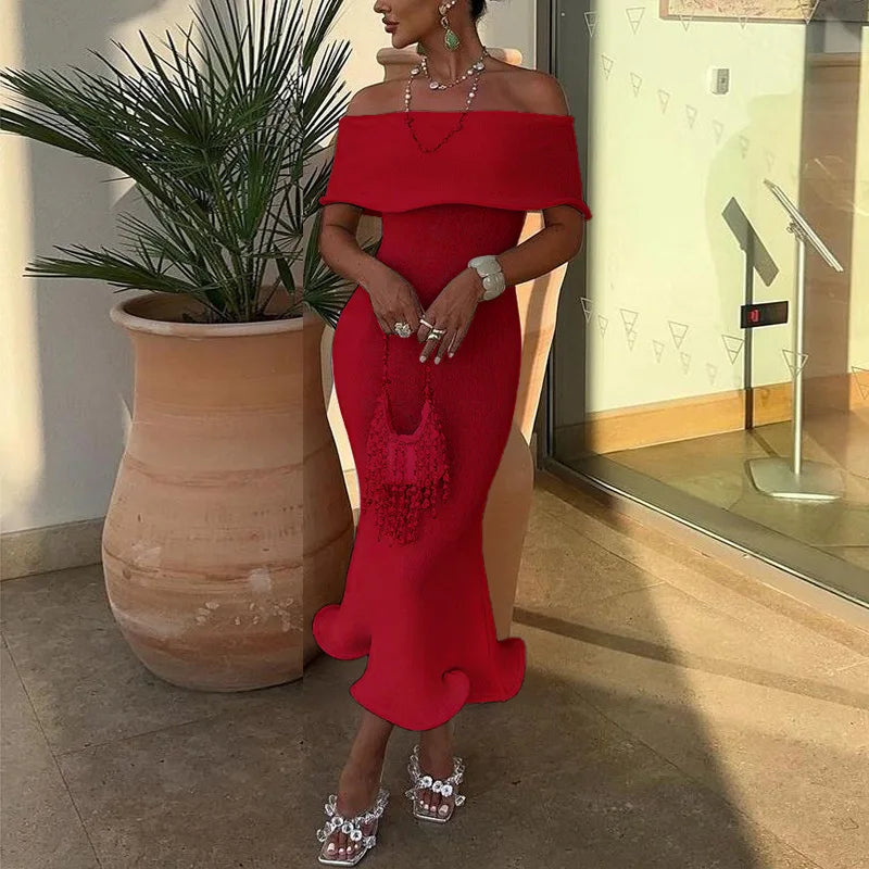 Ruffled Backless Midi Party Dress Mssaz Desses