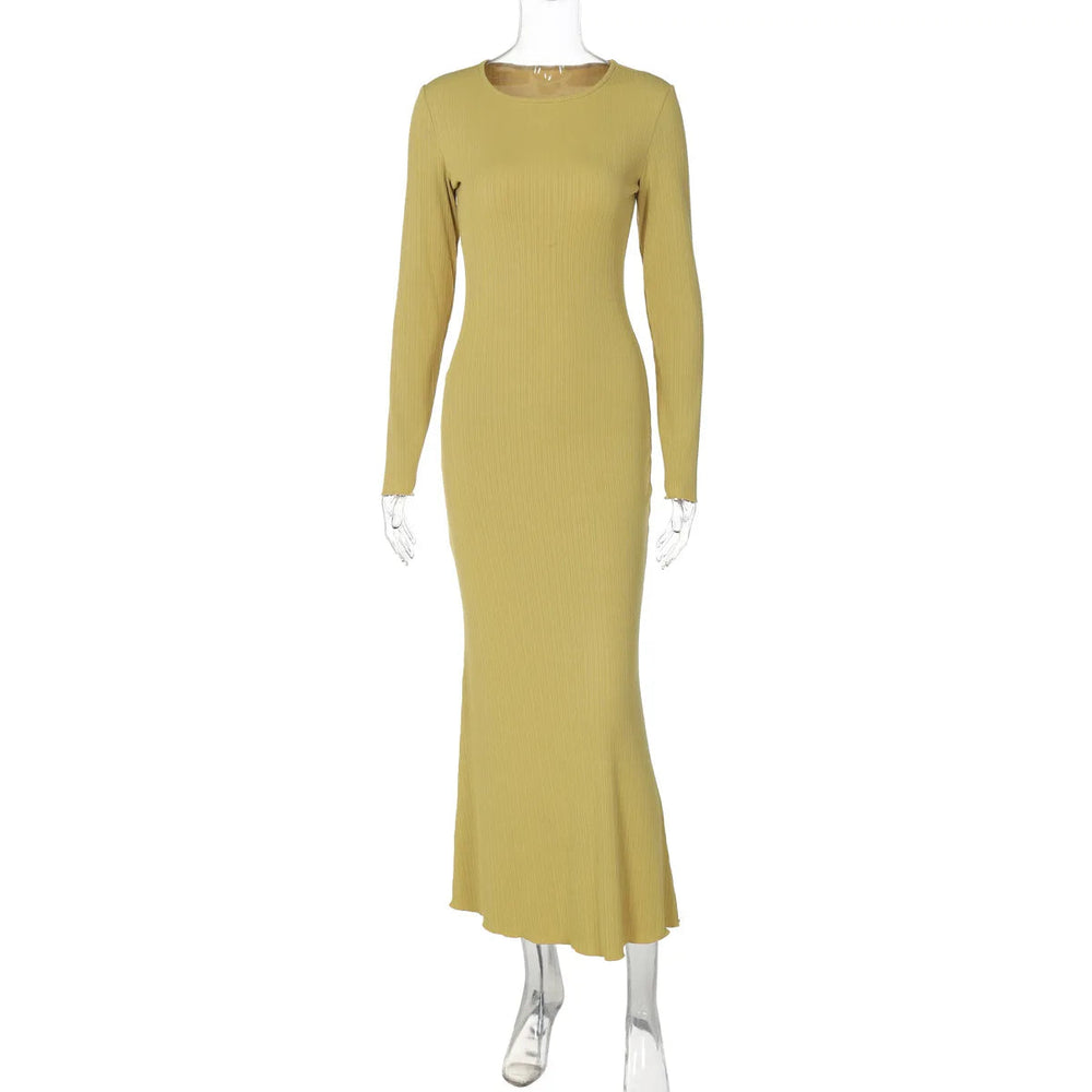 Ribbed Long Sleeve Maxi Dress Mssaz Desses