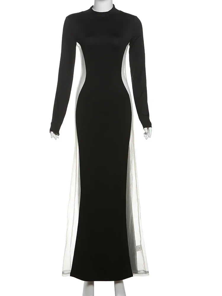 Solid Patchwork Black Milk Silk Dress Mssaz Desses