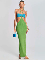 Halter Neck Shoulder Bikini Wrap Knit Beach Cover-Up Mssaz Desses