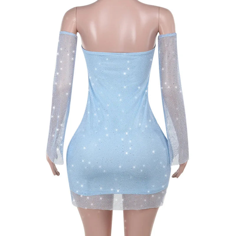 Off Shoulder Backless Long Sleeve Mini Dress Mssaz Desses