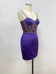 Purple Spaghetti Strap Short Dress Party Gown Mssaz Desses