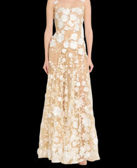 Floral Embroidered Mesh Maxi Dress Mssaz Desses