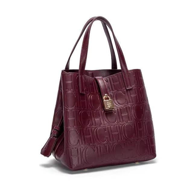Retro Craft Letter Printed Metal Accessories Large Capacity Handbag Mssza