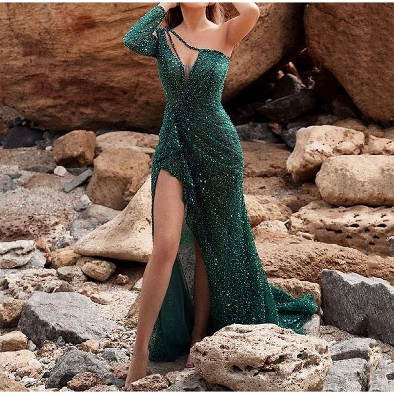 Sequins V Neck Sleeveless Irregular Dress Mssaz Desses