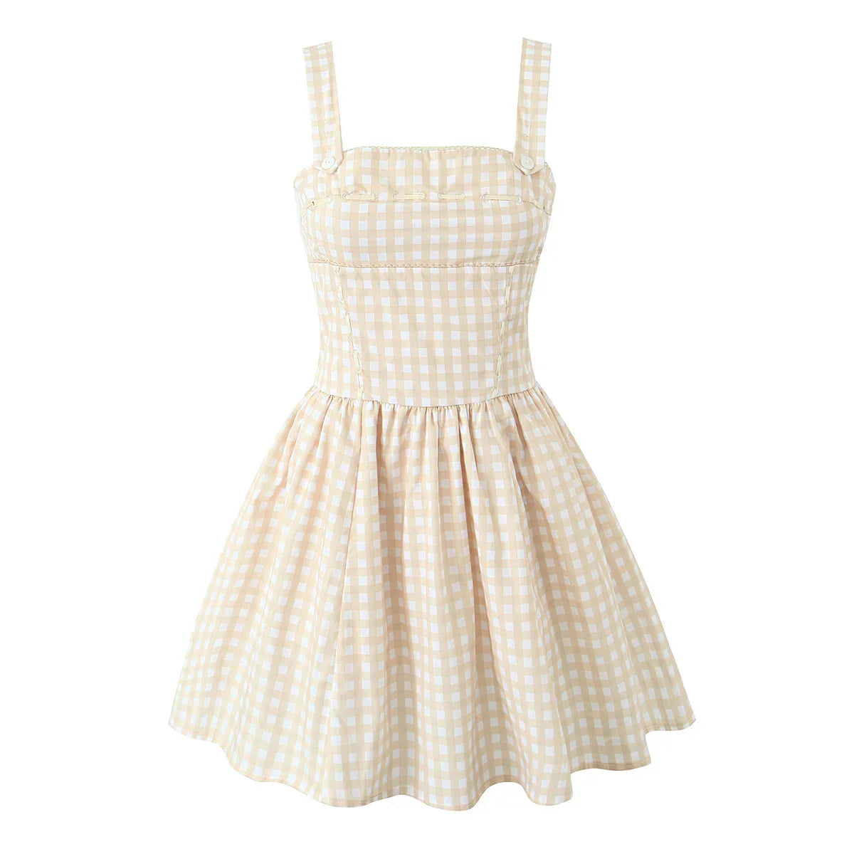 Cross Ribbon Folds Hem Ball Gown Swing Mini Dress Mssaz Desses