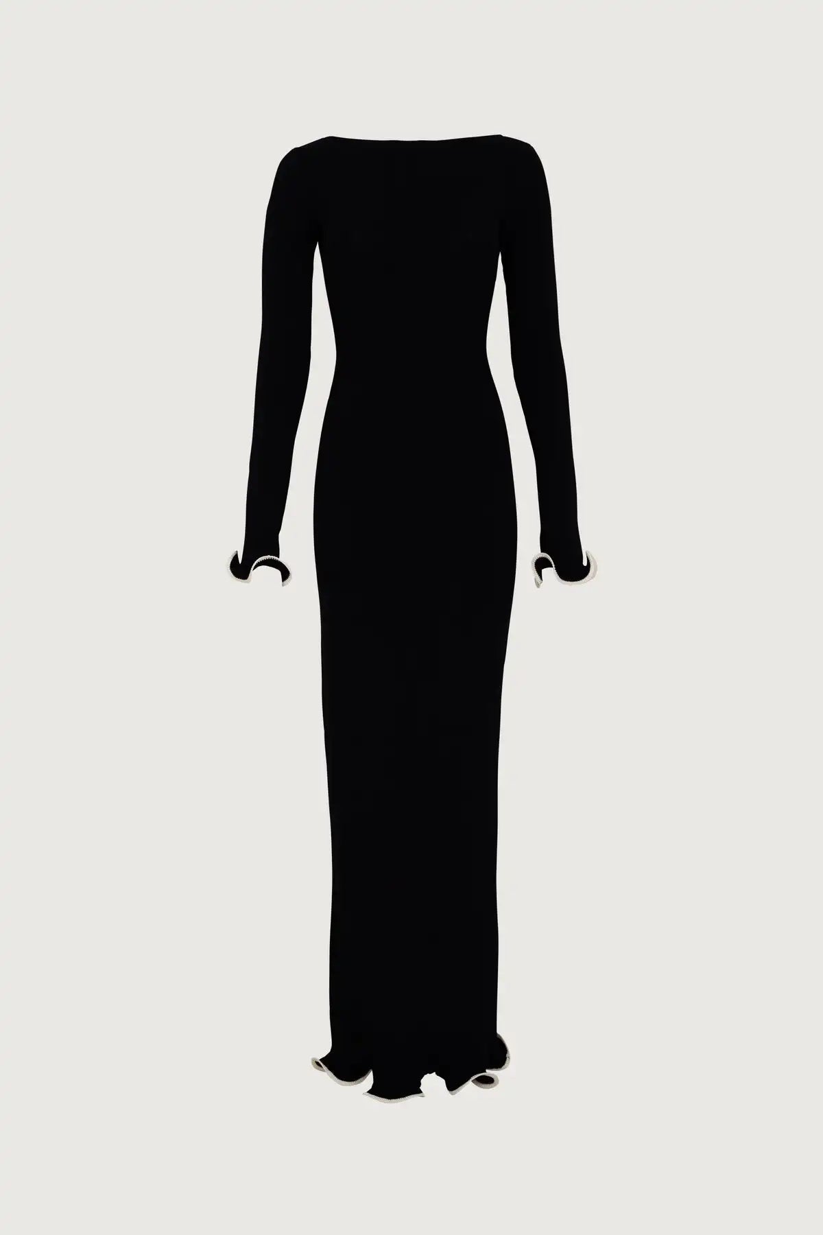 Knit Midi Dress with Ruffle Trim Mssaz Desses