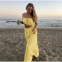 Lace Up Solid Color Open Back Long Dress Mssaz Desses