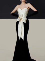 3D Flower Bowknot Patchwork Velvet Dress Mssaz Desses