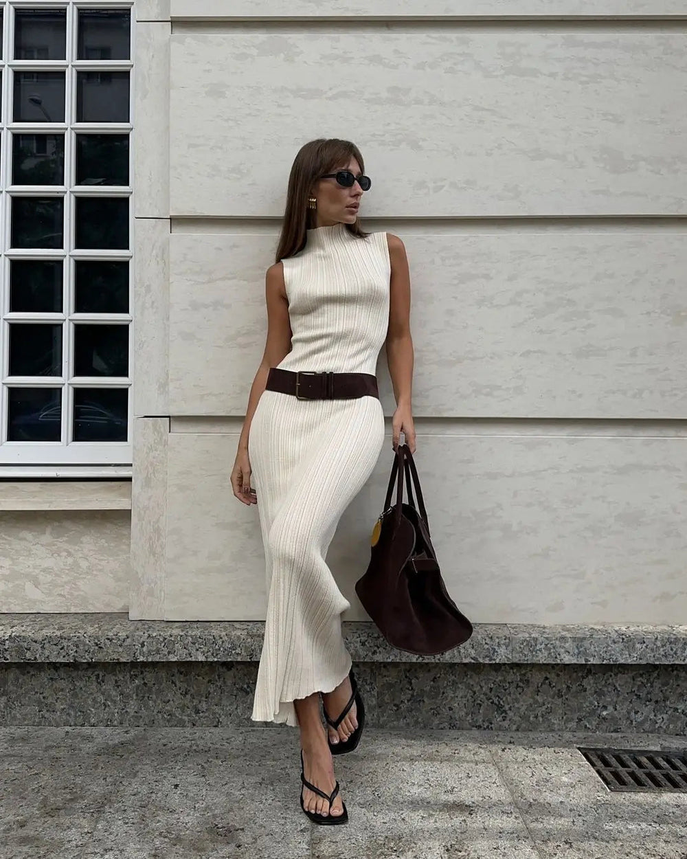 Sleeveless Turtleneck Maxi Dress Mssaz Desses