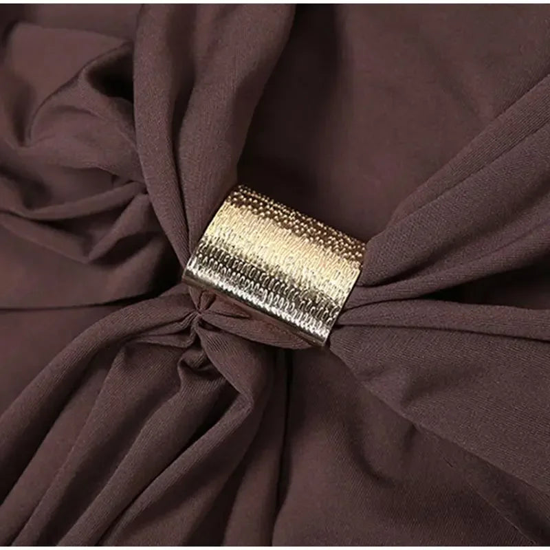 Off The Shoulder Pleated Full Sleeve Dress Mssaz Desses