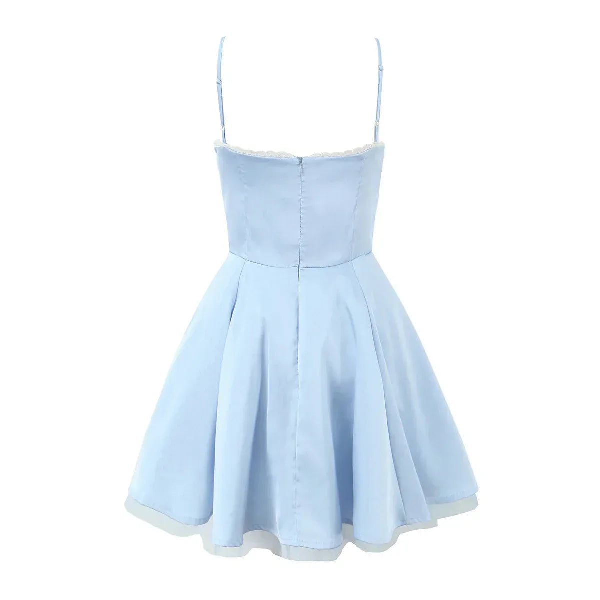 Satin Corset Style Lace 2 layers Lining Hem Mini Dress Mssaz Desses