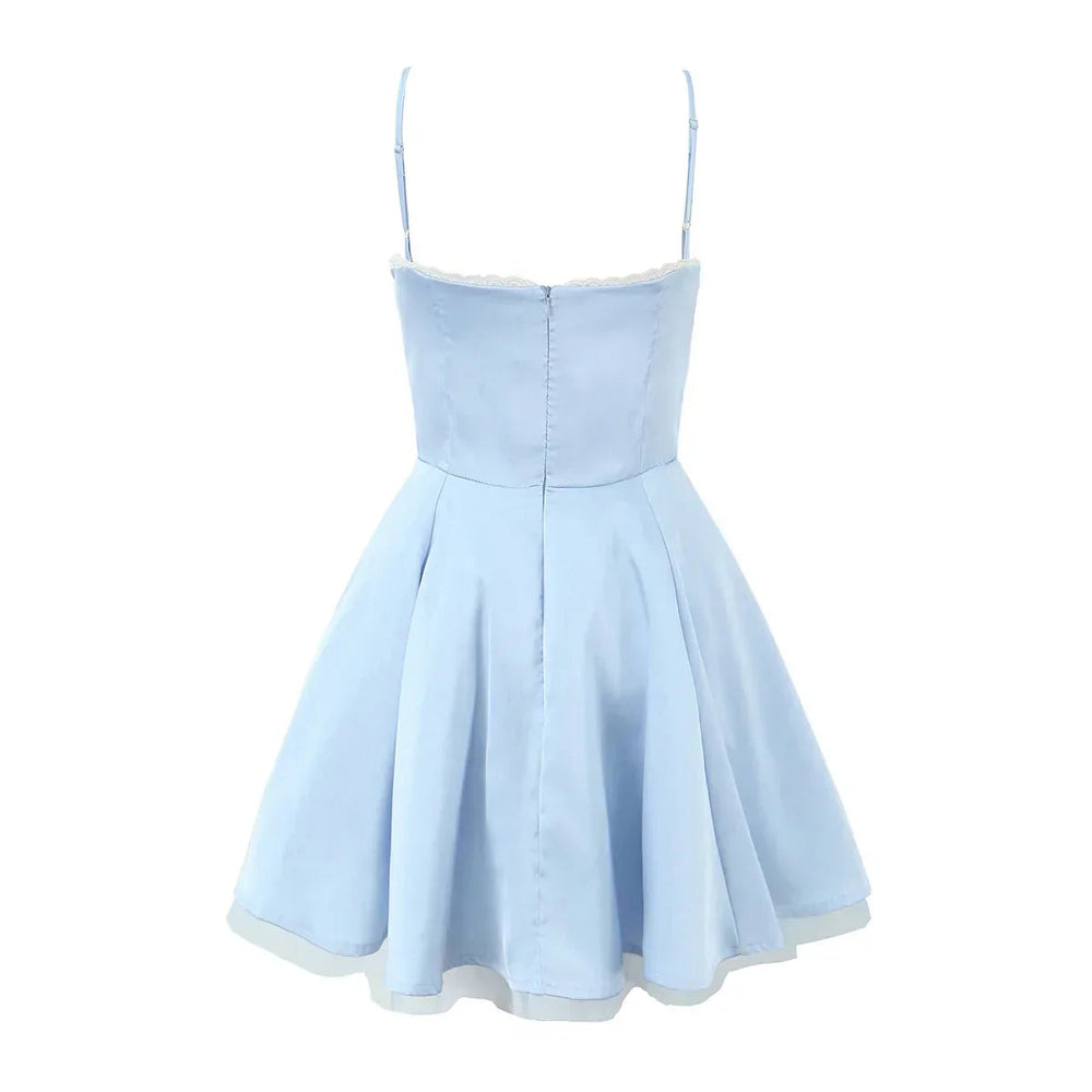 Satin Corset Style Lace 2 layers Lining Hem Mini Dress Mssaz Desses