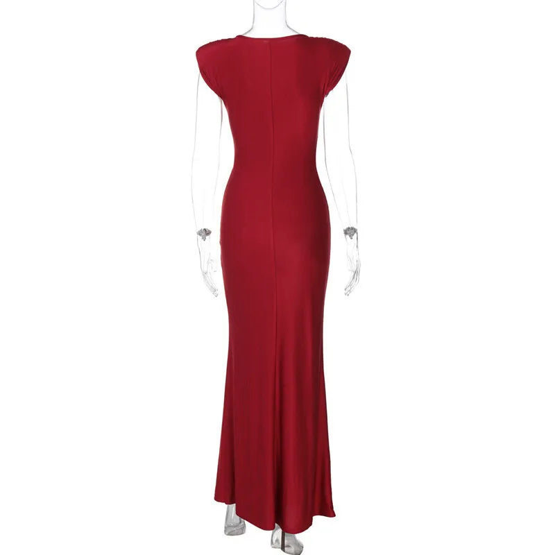 Solid Boat Neck Twist Knot Long Dress Mssaz Desses
