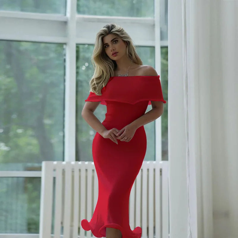 Ruffled Backless Midi Party Dress Mssaz Desses
