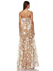 Floral Embroidered Mesh Maxi Dress Mssaz Desses