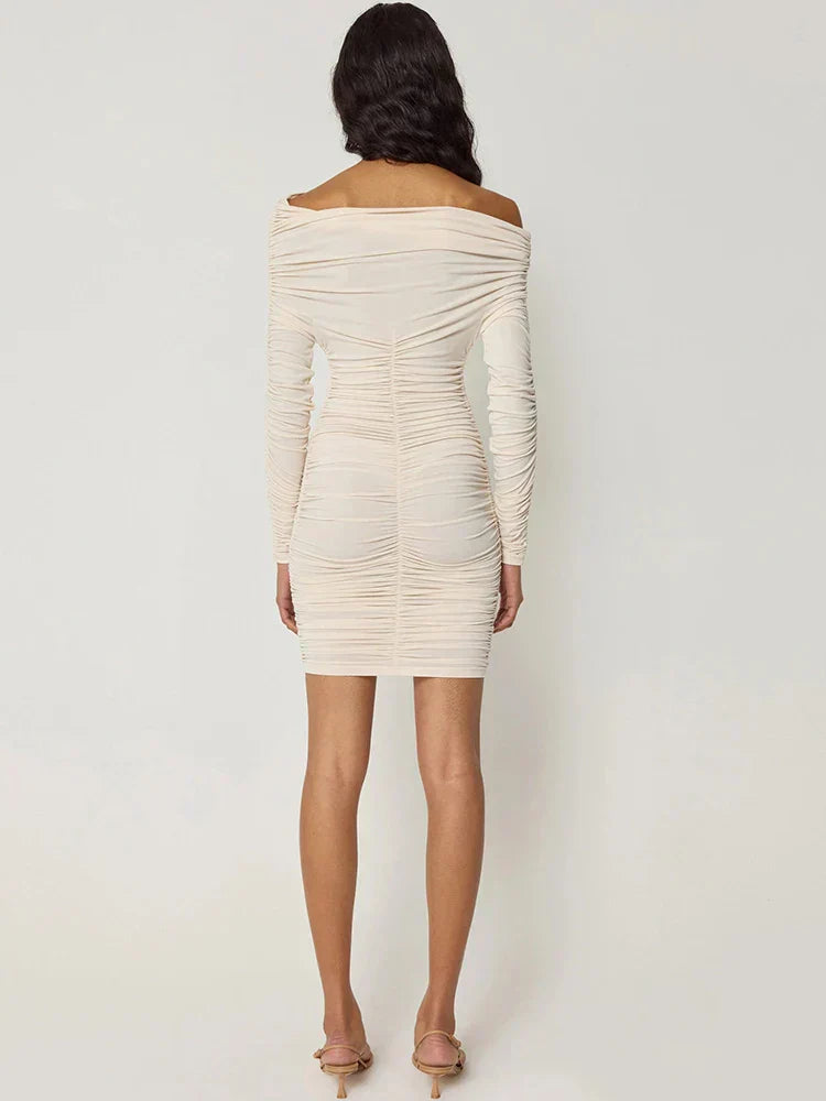 One Shoulder Pleated Mini Dress Mssaz Desses