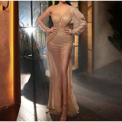 Gold Stamping Night Party Long Sleeve Dress Mssaz Desses