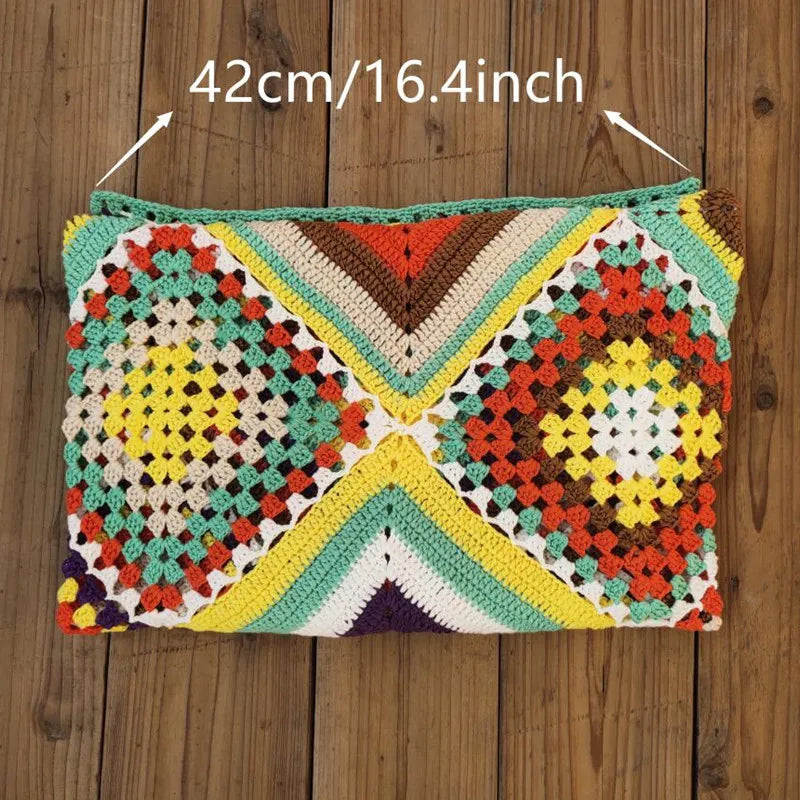 Handmade Crochet Knitted Multi Color Long Dress Mssaz Desses