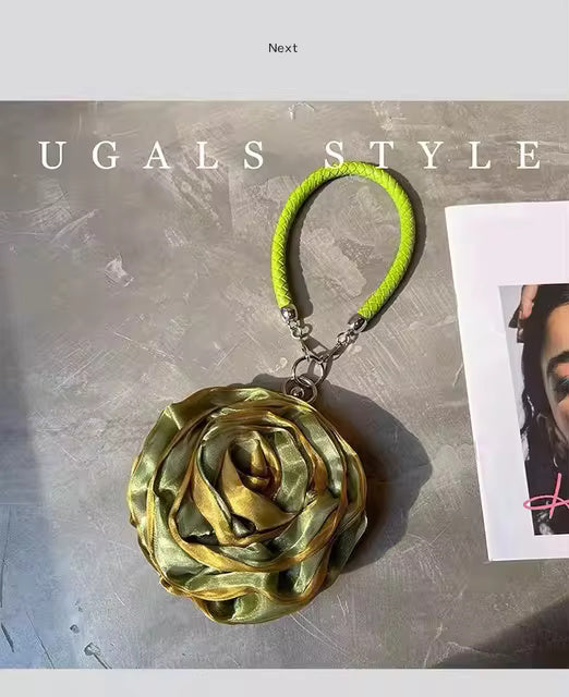 Casual Silk Satin Rose Flower Clutch Mssza