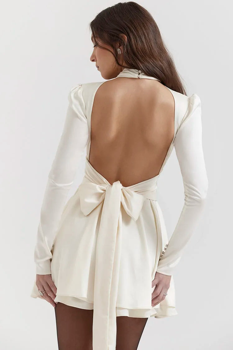 White Satin Mini Dress Mssaz Desses