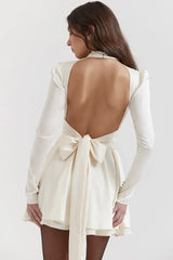 White Satin Mini Dress Mssaz Desses
