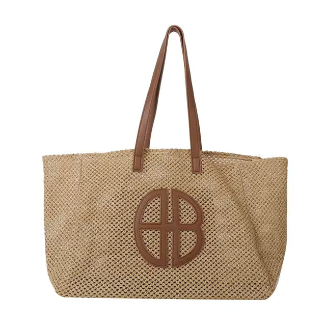 Straw Hollow Out Knitting Large Capacity Shoulder Handbag Mssza