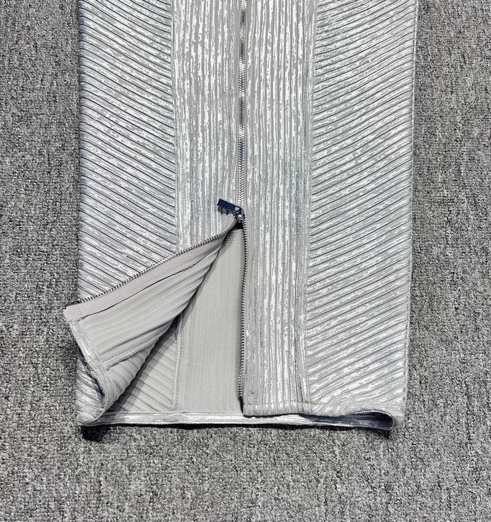 Spaghetti Strap Sleeveless Silver Midi Dress Mssaz Desses