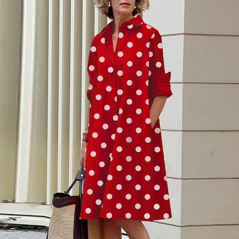 Shirt Dress Bohemian Long Sleeve Printed Dress Mssaz Desses