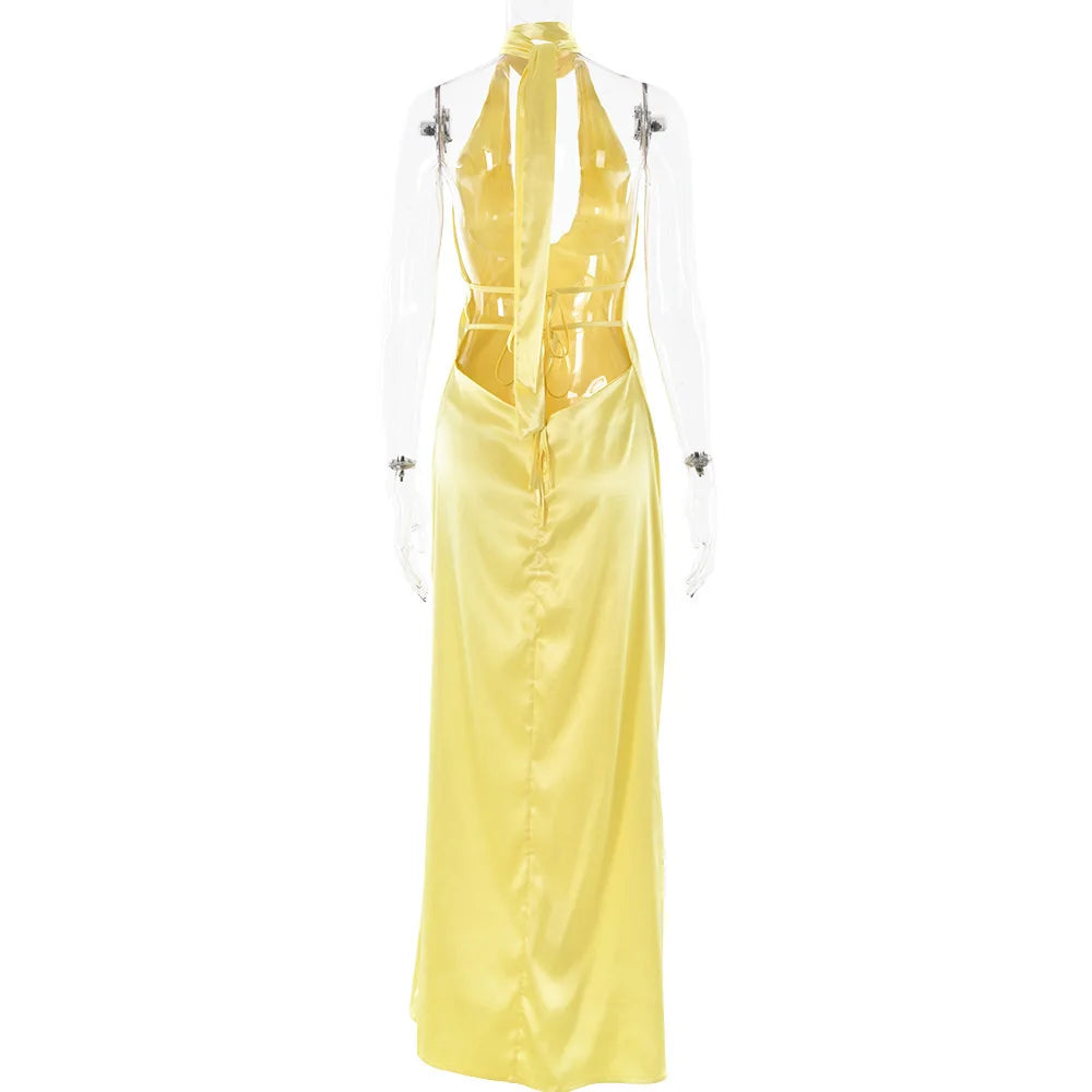 Satin Open Back Dress Mssaz Desses
