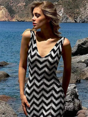 Striped Knit Contrast Dress Mssaz Desses