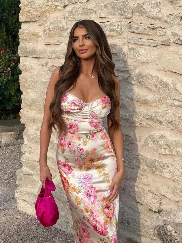 Lucy | Floral Satin Maxi Dress Mssaz Desses