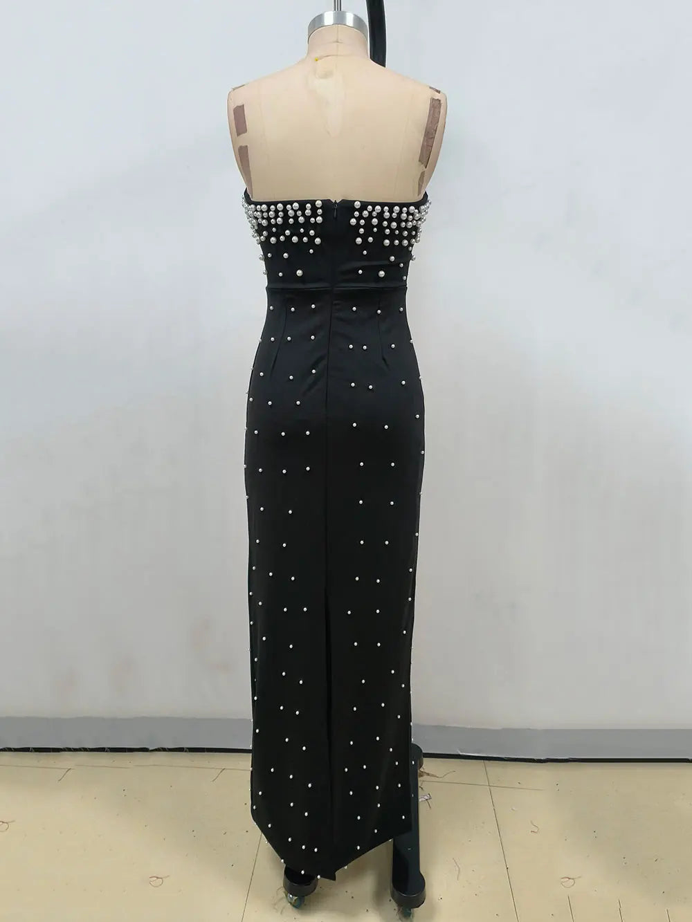 Pearl Design Bandage Strapless Long Dress Mssaz Desses