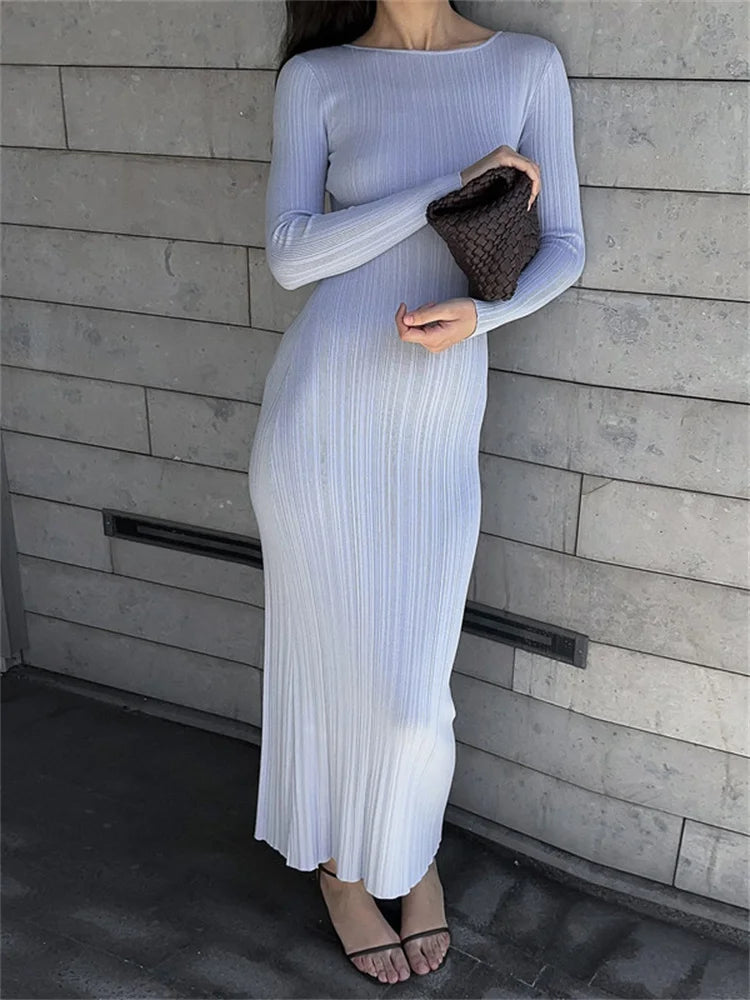 Ribbed Long Sleeve Maxi Dress Mssaz Desses