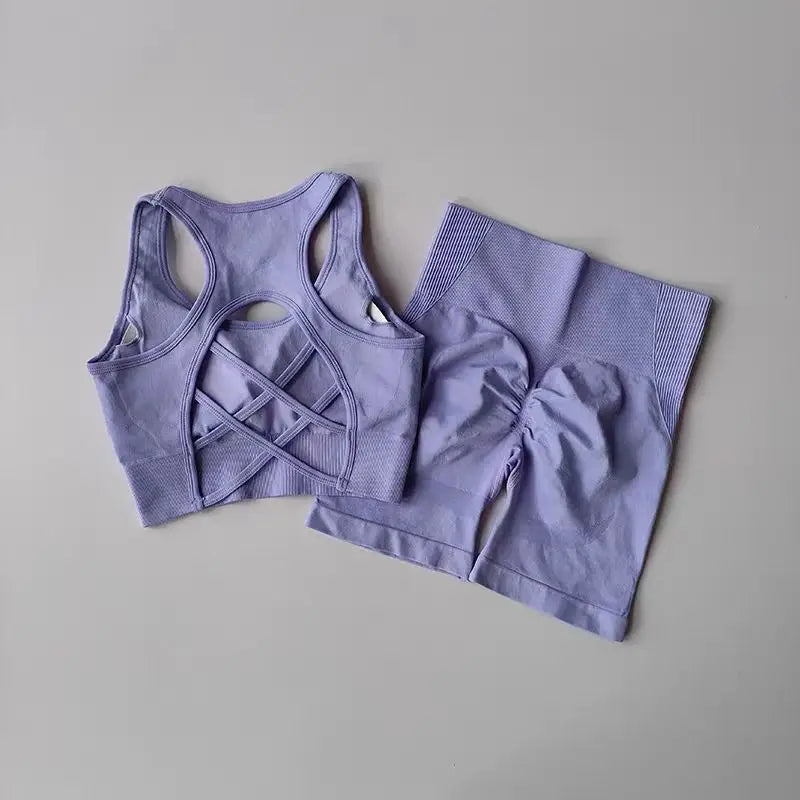 Seamless Sport Bra High Waist Sports Shorts Gym Fitness Sleeveless Workout Suit Mssza