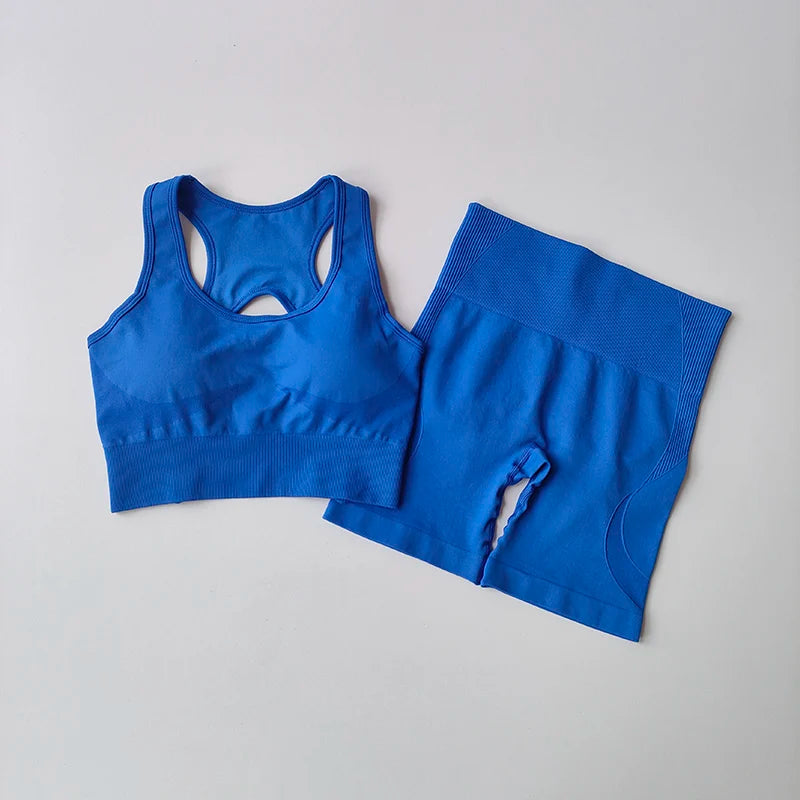 Seamless Sport Bra High Waist Sports Shorts Gym Fitness Sleeveless Workout Suit Mssza