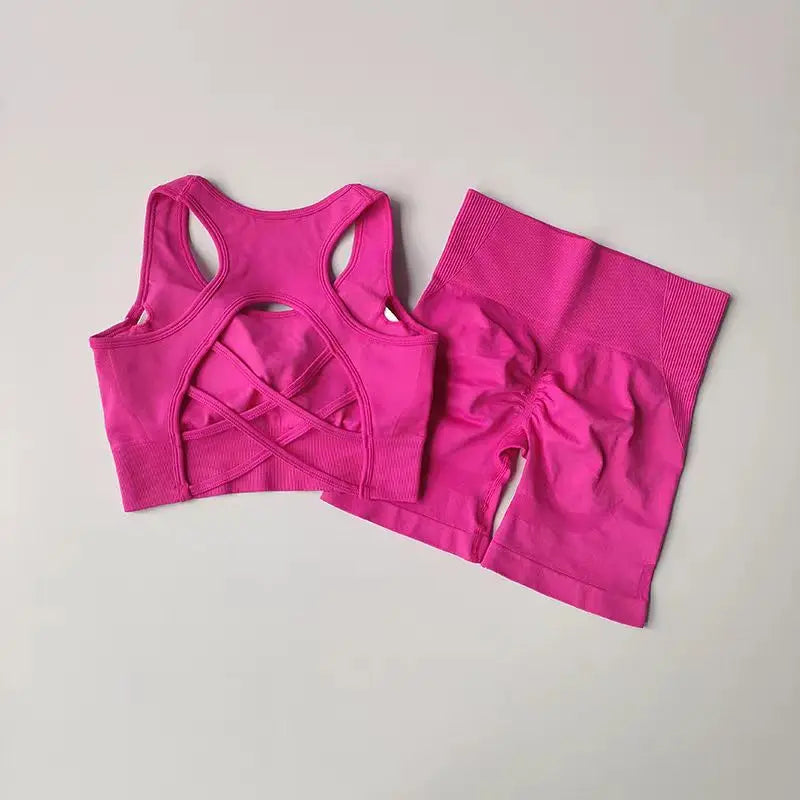 Seamless Sport Bra High Waist Sports Shorts Gym Fitness Sleeveless Workout Suit Mssza