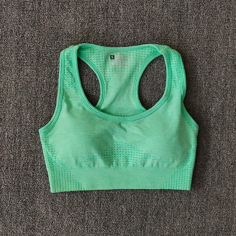 Seamless Three Pieces Yoga Set Workout Bra Crop Top Sports Suits Mssza