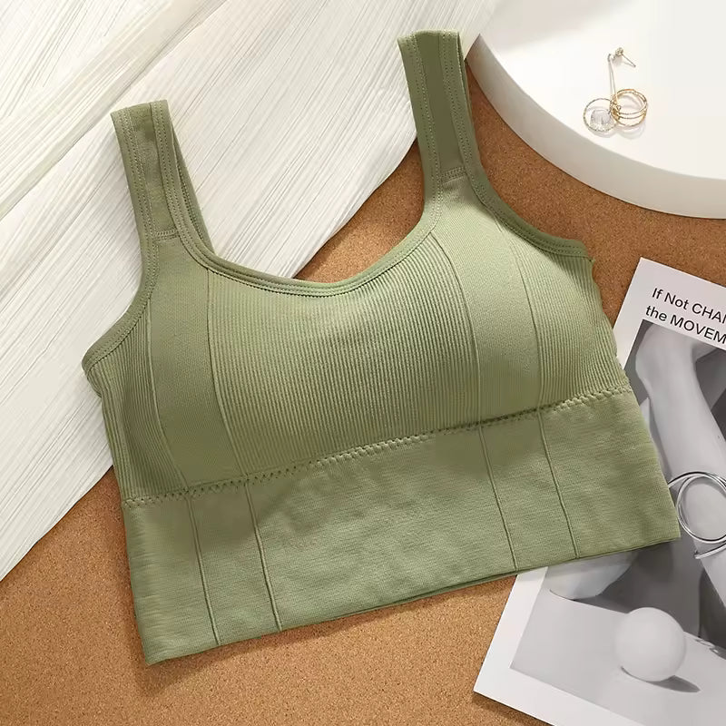 Seamless Wire Free Comfortable Padded Support Yoga Workout Sports Cropped Tops Mssza