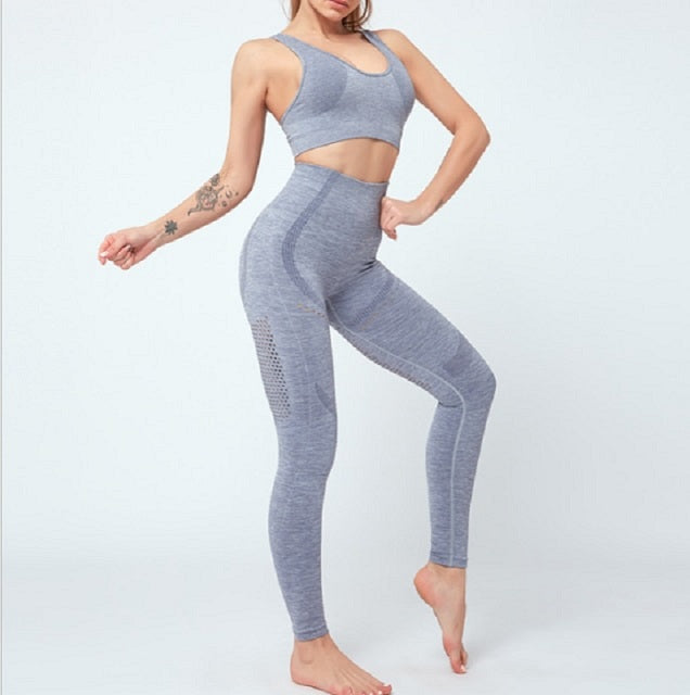 Seamless Yoga Sportswear Gym Fitness Bra Top High Waist Sports Suits Mssza
