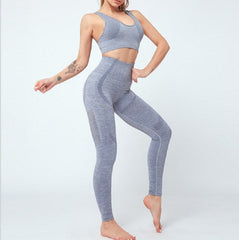 Seamless Yoga Sportswear Gym Fitness Bra Top High Waist Sports Suits Mssza