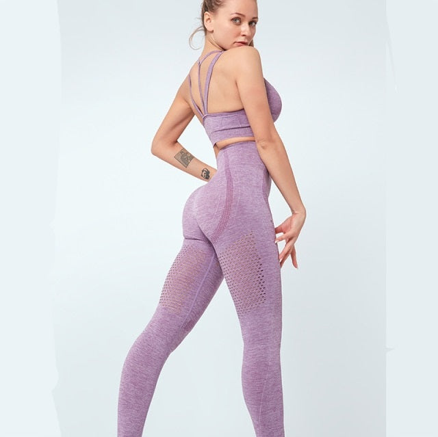 Seamless Yoga Sportswear Gym Fitness Bra Top High Waist Sports Suits Mssza