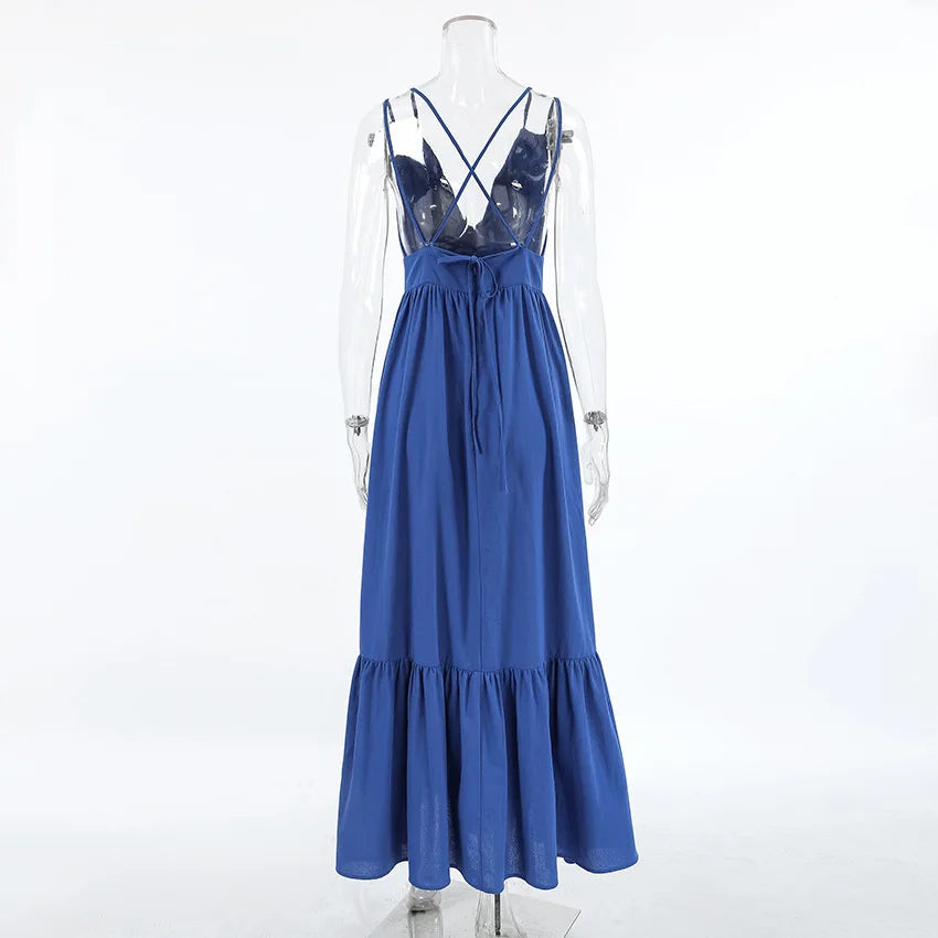 Patchwork Sleeveless Solid Maxi Dress Mssaz Desses