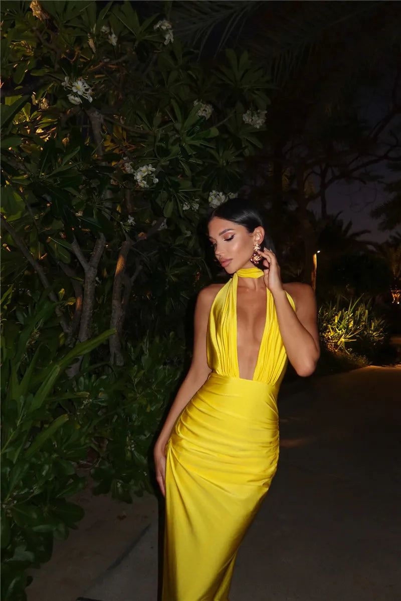Halter Neck Maxi Dress Mssaz Desses