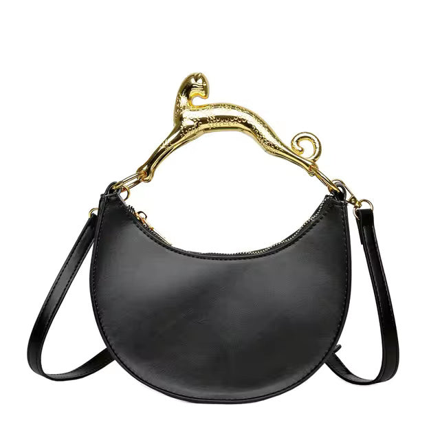 Designers Leather Golden Metal Handle Cross Body Bag Mssza